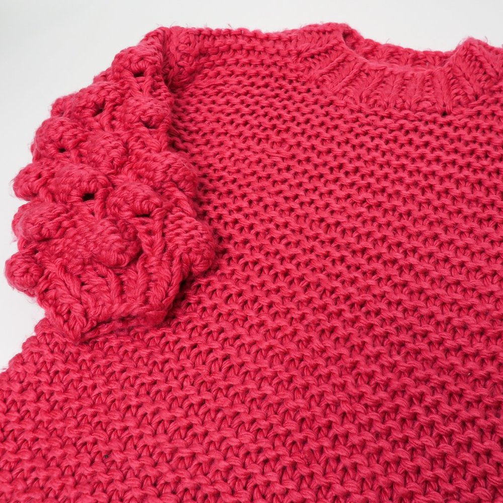 Macaron Bubble Hot Pink Chunky Knit Sweater - Picture 2 of 6